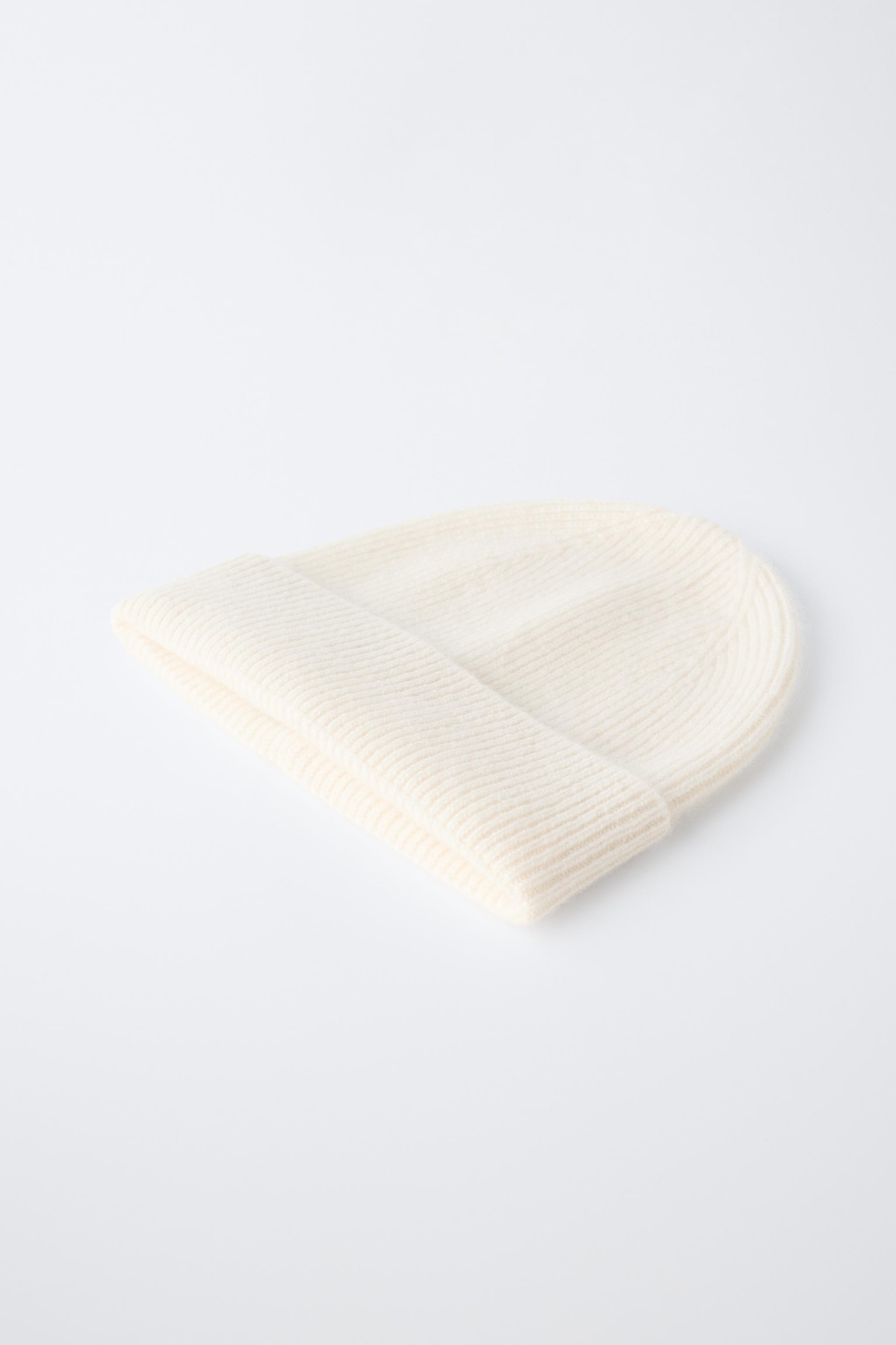 100% CASHMERE BEANIE — Ecru