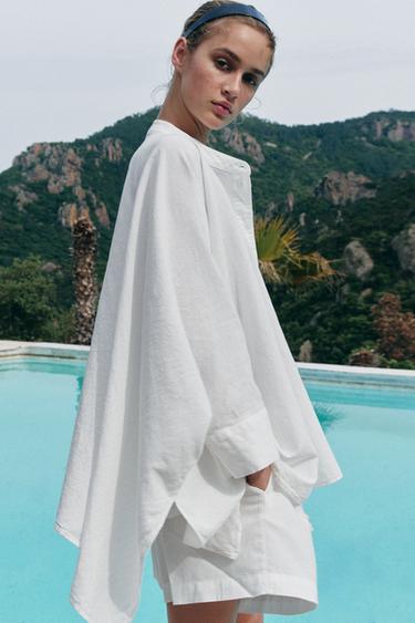 CAPEHEMD MIT LEINEN ZW COLLECTION - Weiß von Zara
