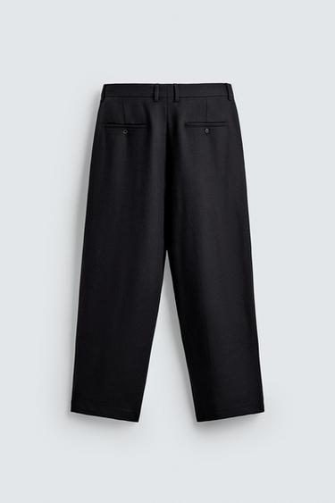 LIMITED EDITION 100% WOOL STRAIGHT-LEG TROUSERS - Navy blue by Zara