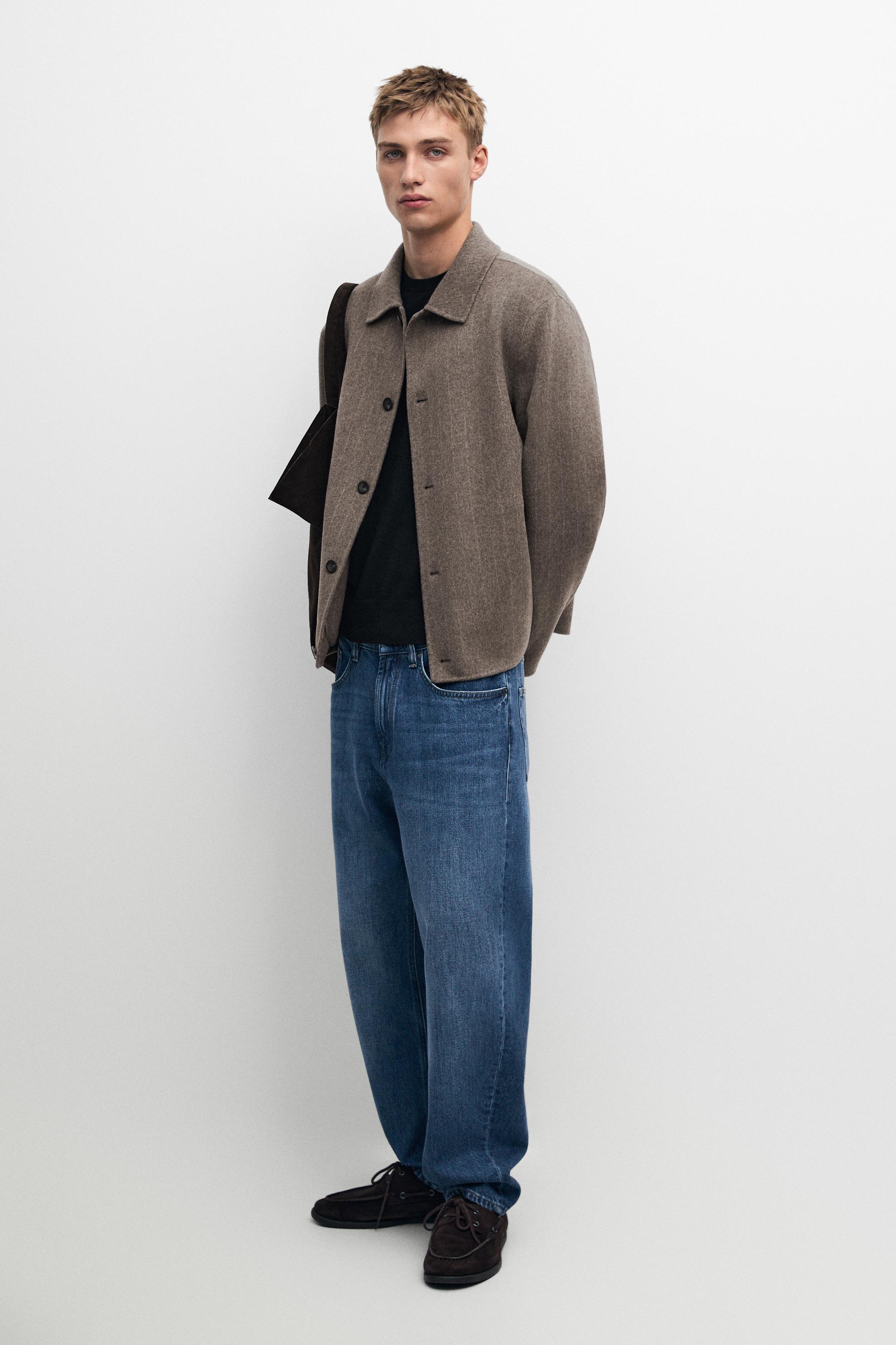Striped double wool blend jacket - Mink | ZARA United States