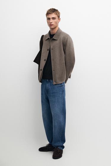 Blouson rayé en laine mélangée - Vison de Zara - Image 0