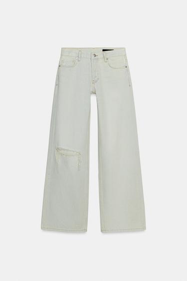 ZW COLLECTION LOW-RISE RELAXED-FIT RIPPED JEANS - Light blue by Zara - Image 4