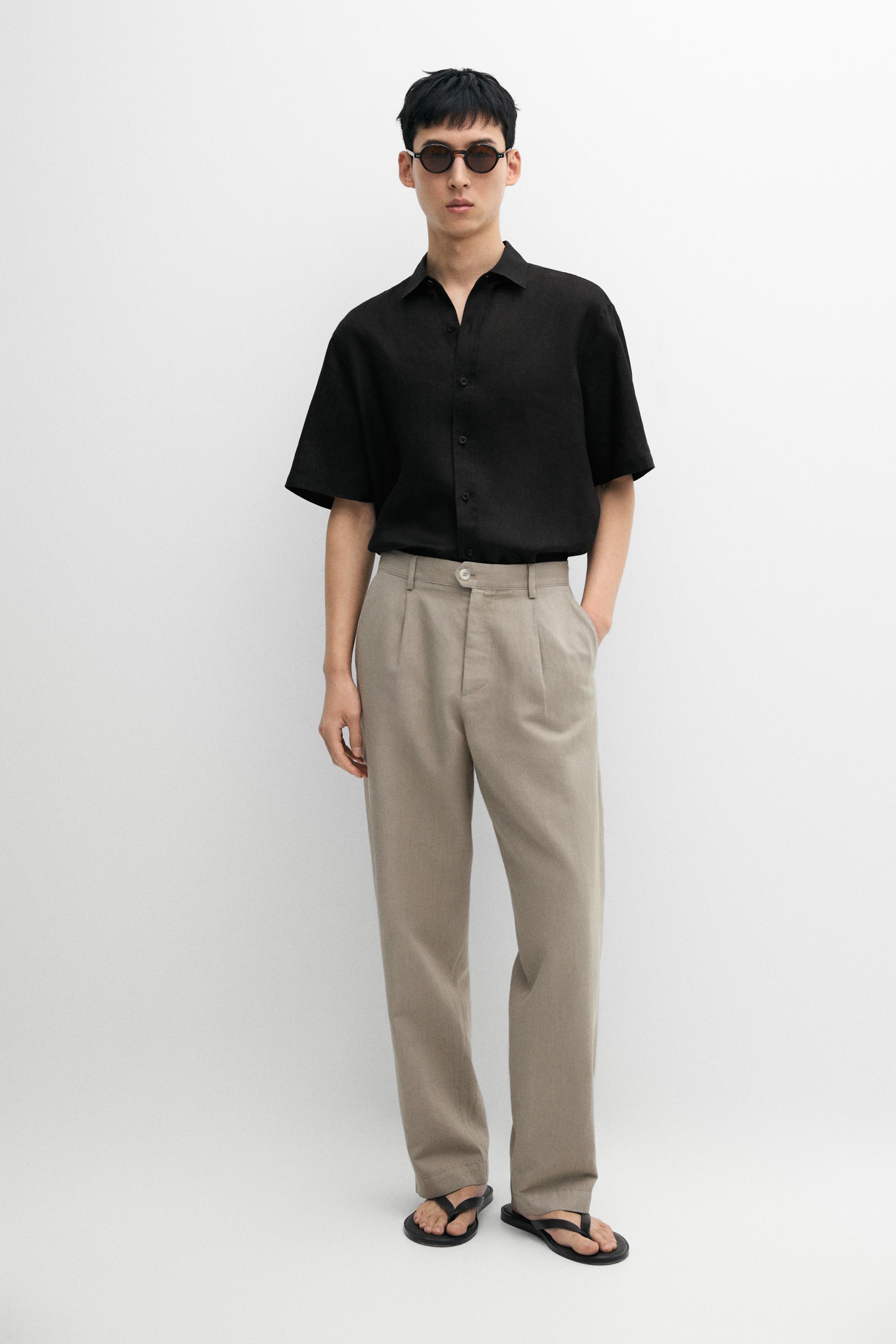 Regular fit 100% linen short sleeve shirt