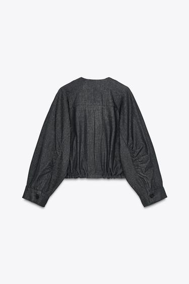 BOMBER EN DENIM MATELASSÉ ZW COLLECTION - Bleu de Zara - Image 6