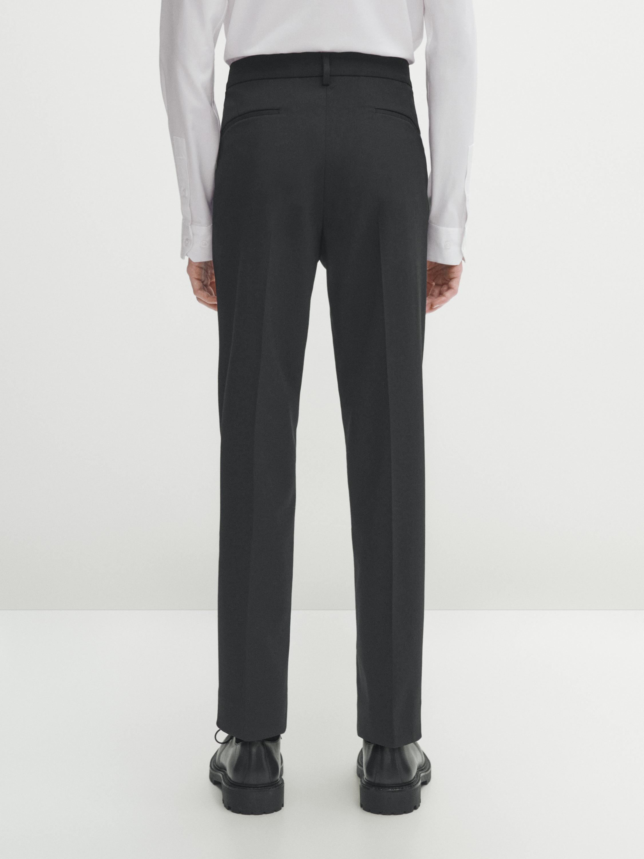 Tailored-Fit Wool Blend Trouser