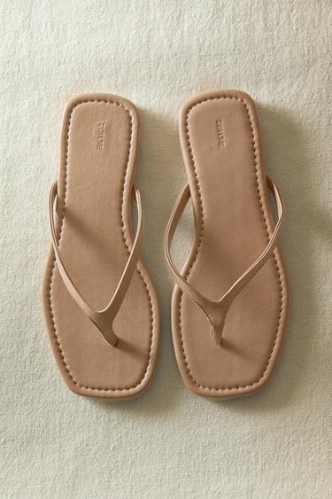 SANDALE MINIMALISTE CUIR - Gris taupe de Zara - Image 6