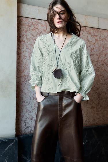 STONE LEATHER WALLET NECKLACE 100% - Golden by Zara