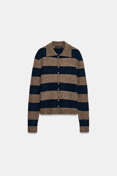 CARDIGAN A RIGHE - Marrone-Blu di Zara