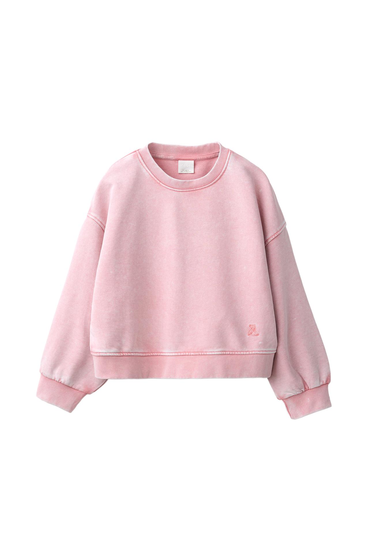 WASHED-EFFECT SWEATSHIRT AND PANTS SET — Pink