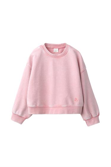 WASHED-EFFECT SWEATSHIRT AND PANTS SET — Pink 2