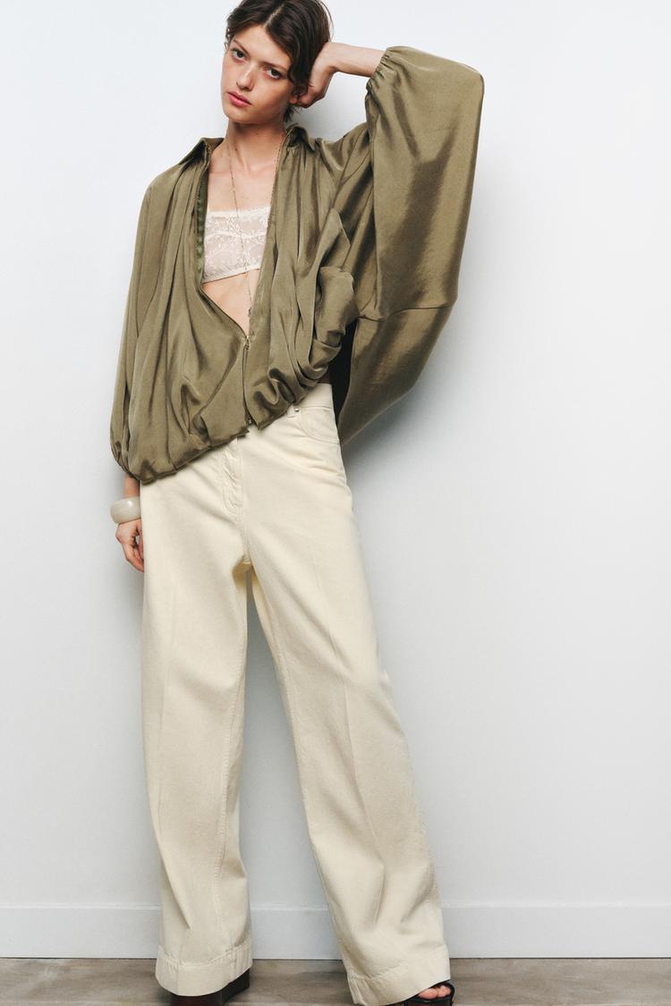PUFFED BOMBER JACKET ZW COLLECTION Light khaki ZARA South Africa