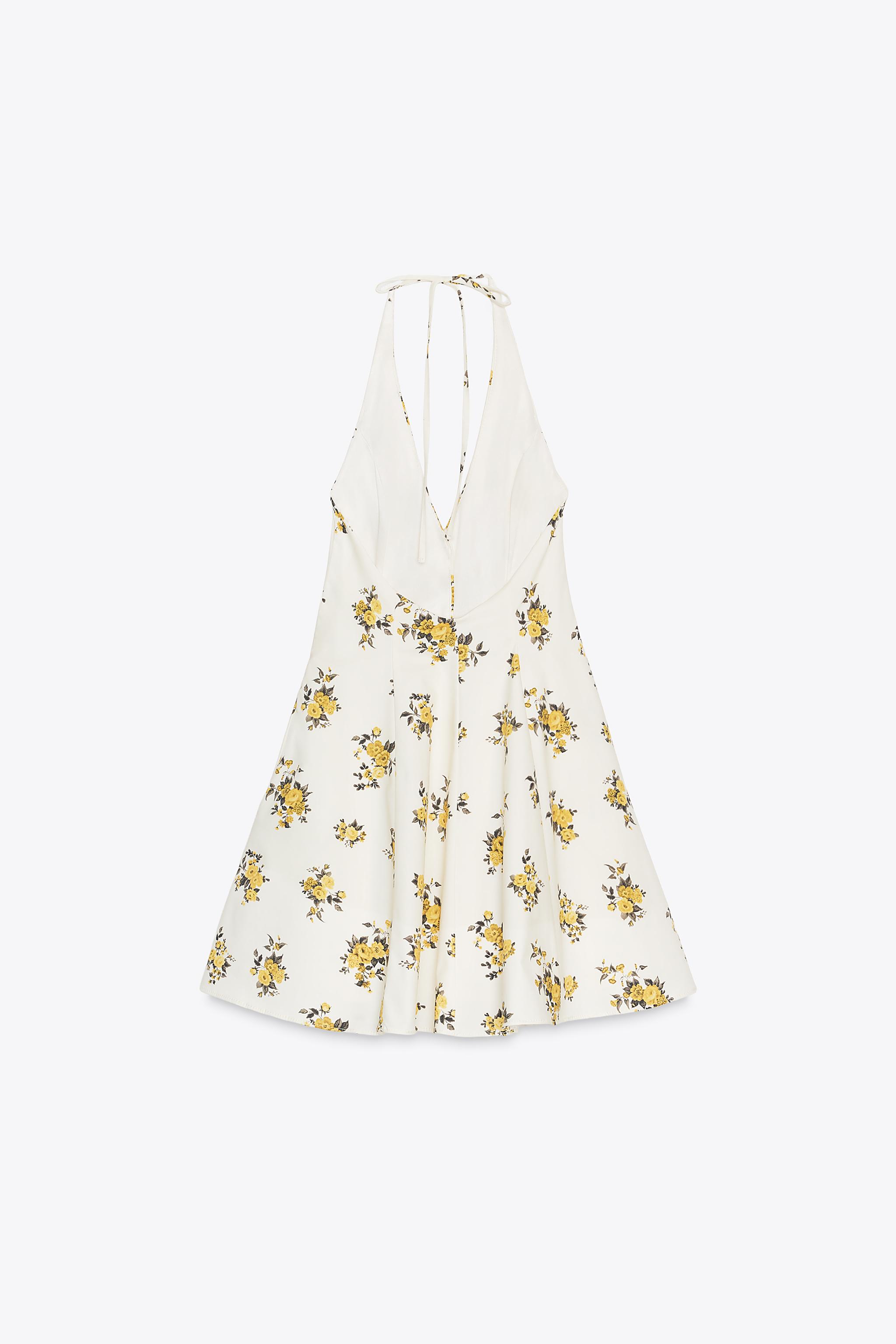 ROBE COURTE HALTER À IMPRIMÉ FLEURS