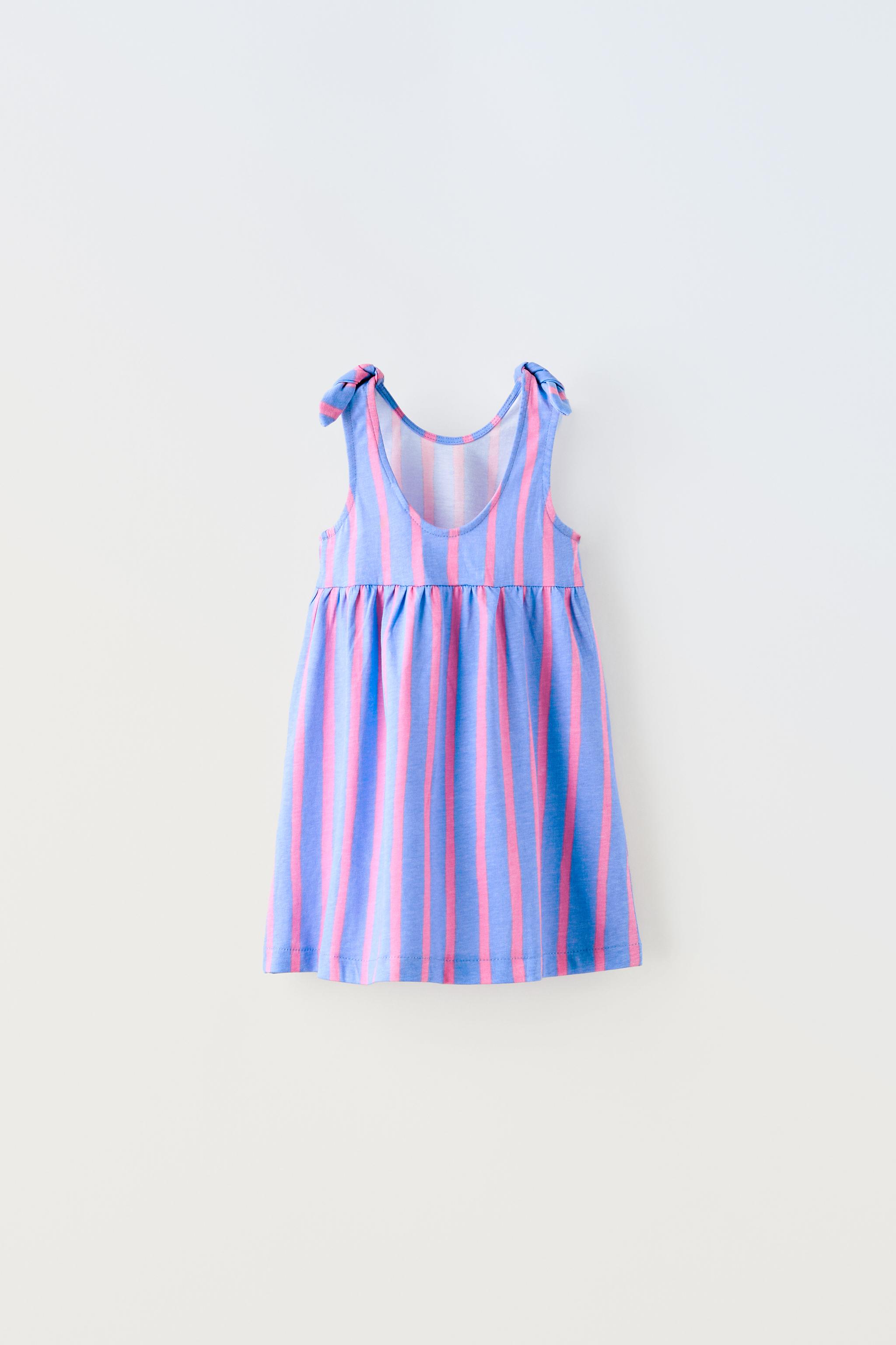 STRIPED KNOTTED DRESS - Mid-blue | ZARA Canada