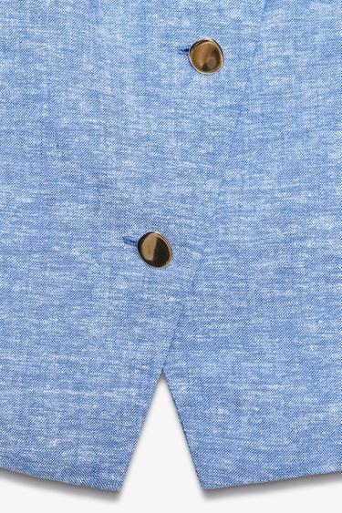 CROSSOVER LINEN BLEND WAISTCOAT - Light blue by Zara - Image 7