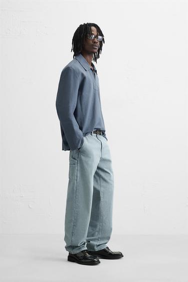 PANTALON DÉLAVÉ POCHE CARPENTIER - Bleu de Zara - Image 3