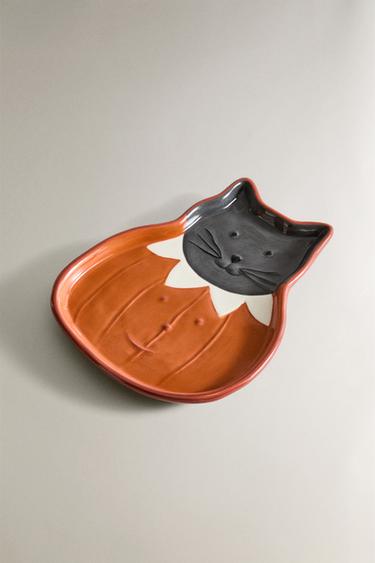 CHILDREN'S STONEWARE HALLOWEEN CAT PLATE - Multicoloured de Zara - Image 1