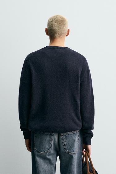 REGULAR FIT 100% WOOL JUMPER - Dark navy by Zara - Image 2