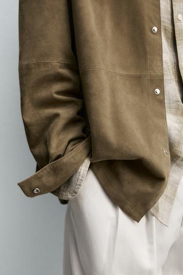SURCHEMISE REGULAR FIT EN DAIM - brun de Zara - Image 5