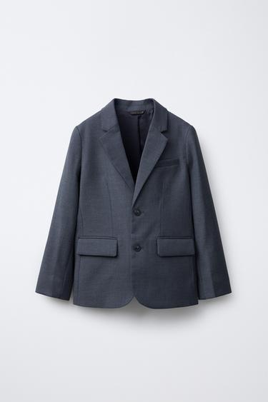 Zara TEXTURED SUIT JACKET - Navy blue - Image 0