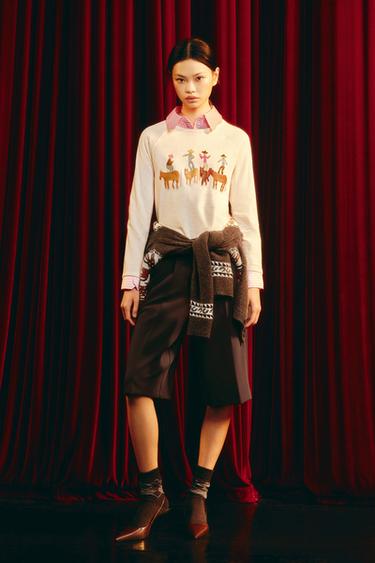 Zara LOTTIE RAE 印花 T 恤 - 裸色