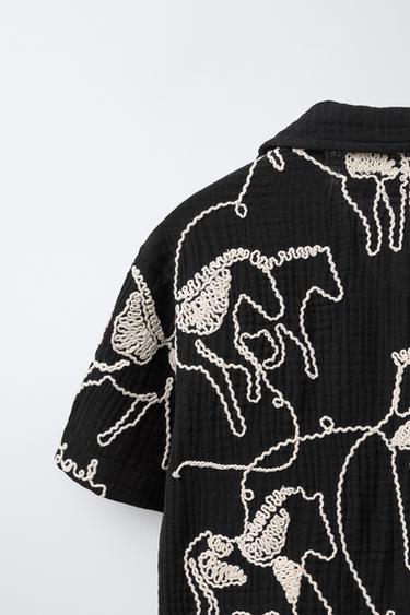 EMBROIDERED SHIRT - Black by Zara - Image 3