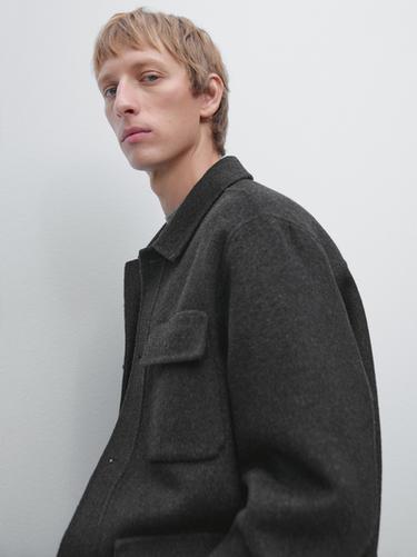 Zara Double wool blend jacket with pockets - Anthracite grey