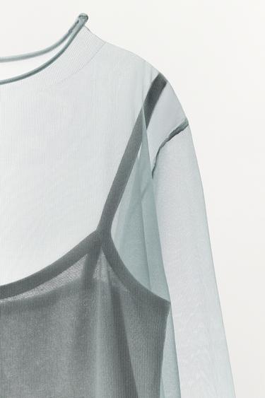 TOP EN MAILLE SEMI-TRANSPARENT - Plomb de Zara - Image 5
