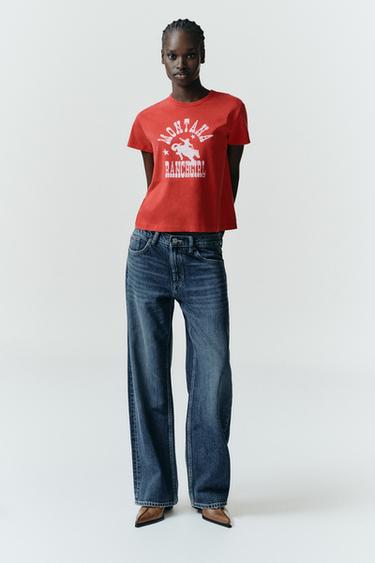 Zara FRONT TEXT T-SHIRT - Red
