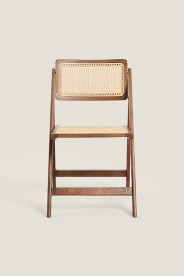 SILLA PLEGABLE MADERA Y RATÁN - Marrón de Zara