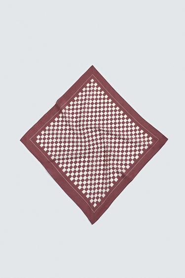 Zara PLAID PRINT BANDANA - Red