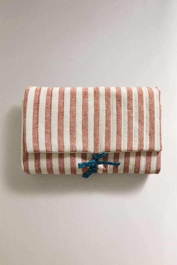 Zara PORTABLE STRIPED BABY CHANGING MAT - 磚紅色 - 圖片 0