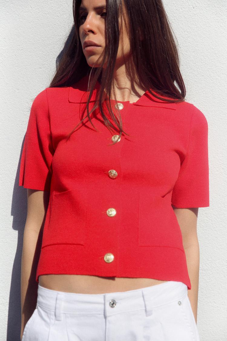 SHORT SLEEVE KNIT CARDIGAN