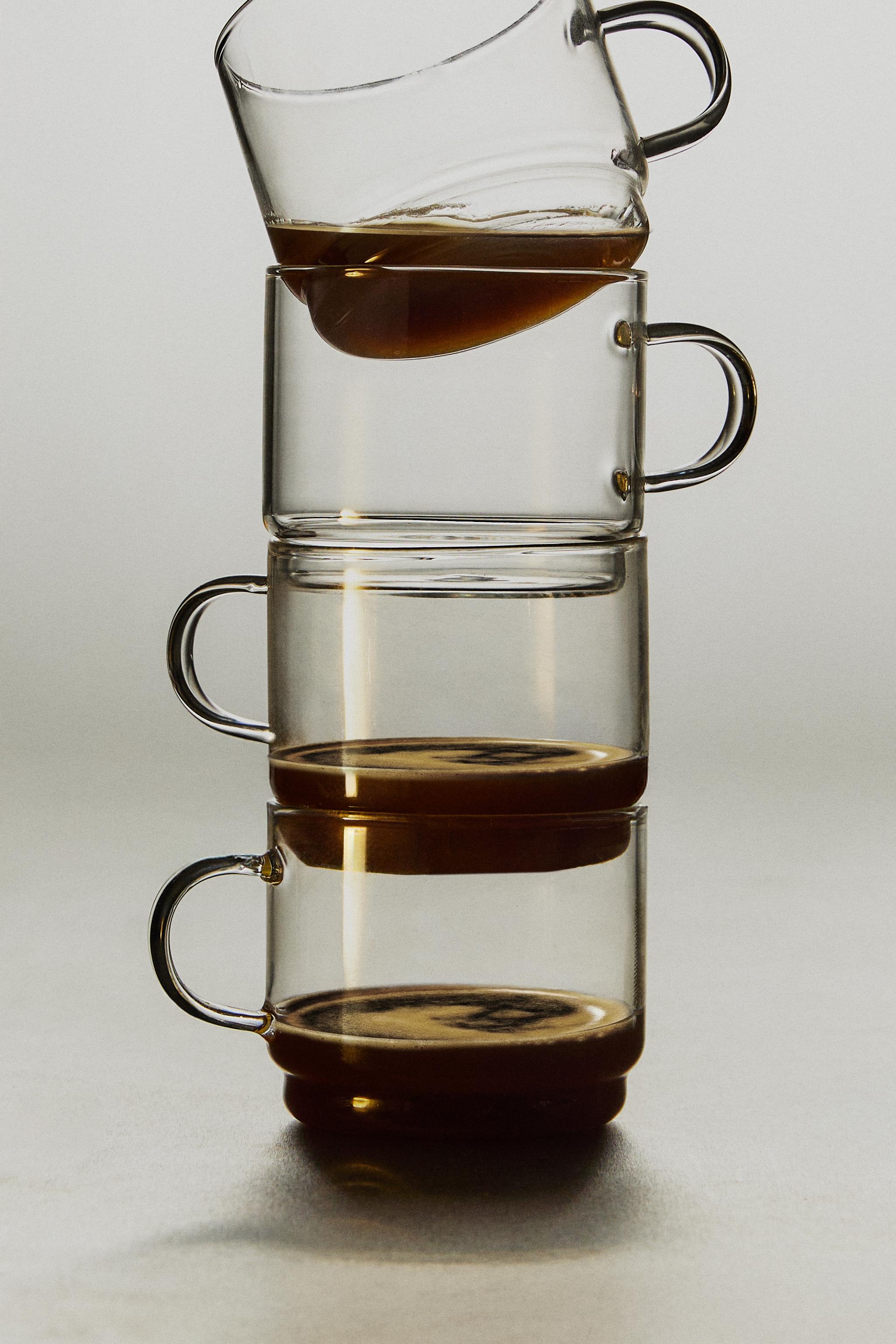 BOROSILICATE GLASS CUP TOWER (SET OF 4) — Transparent