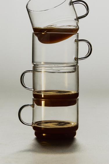 BOROSILICATE GLASS CUP TOWER (SET OF 4) — Transparent 2
