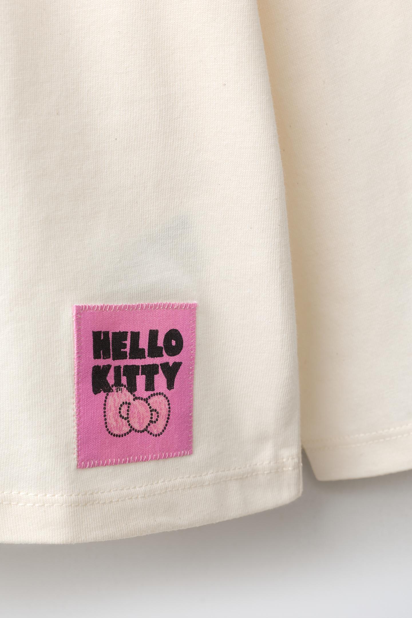 Детская футболка Zara Glitter Hello Kitty © Sanrio, цвет: Экрю — фото 4