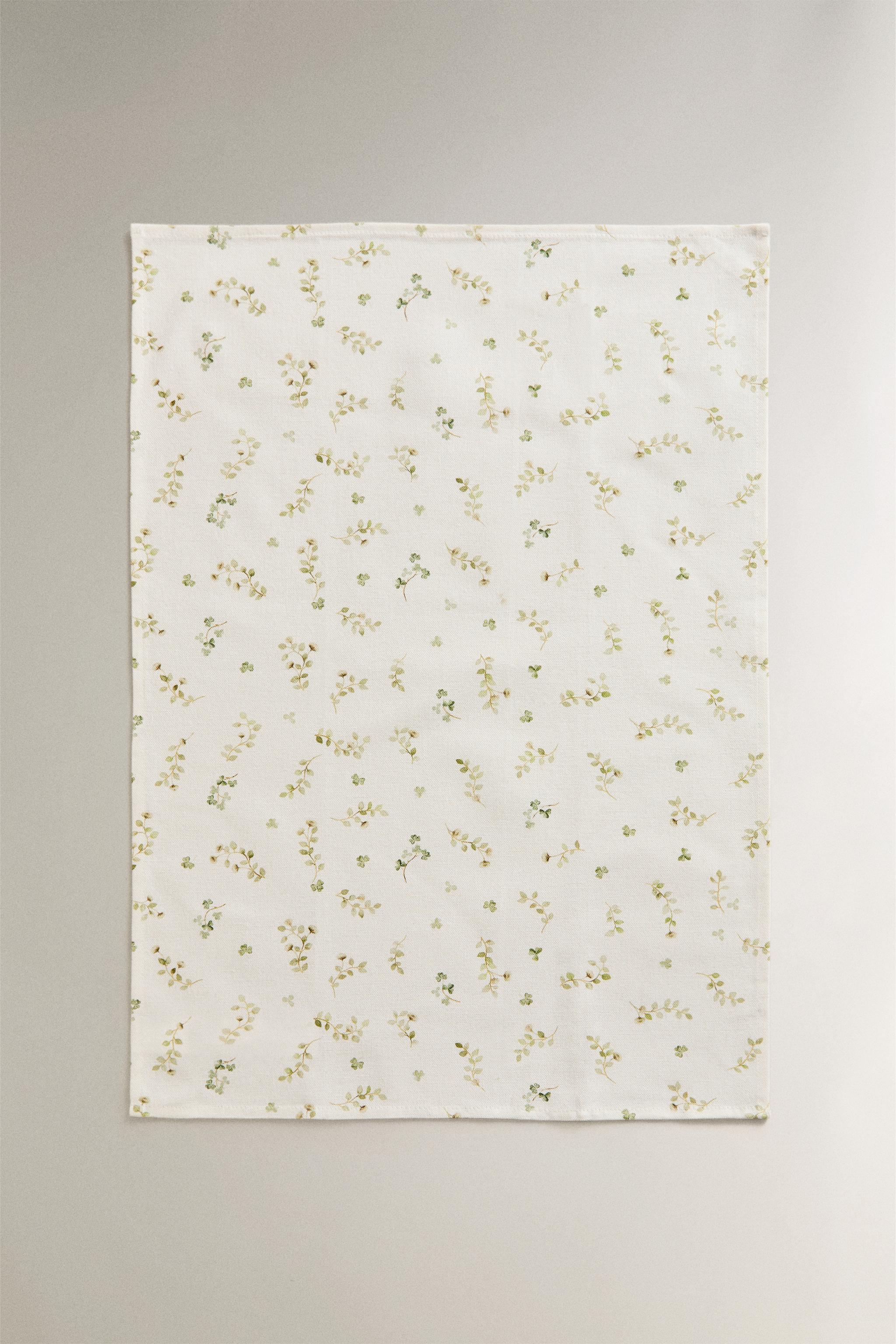 PACK OF FLORAL COTTON TEA TOWELS (PACK OF 2) — Green