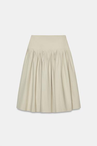 JUPE MIDI CEINTURE PLISSÉE ZW COLLECTION - Sable de Zara - Image 0