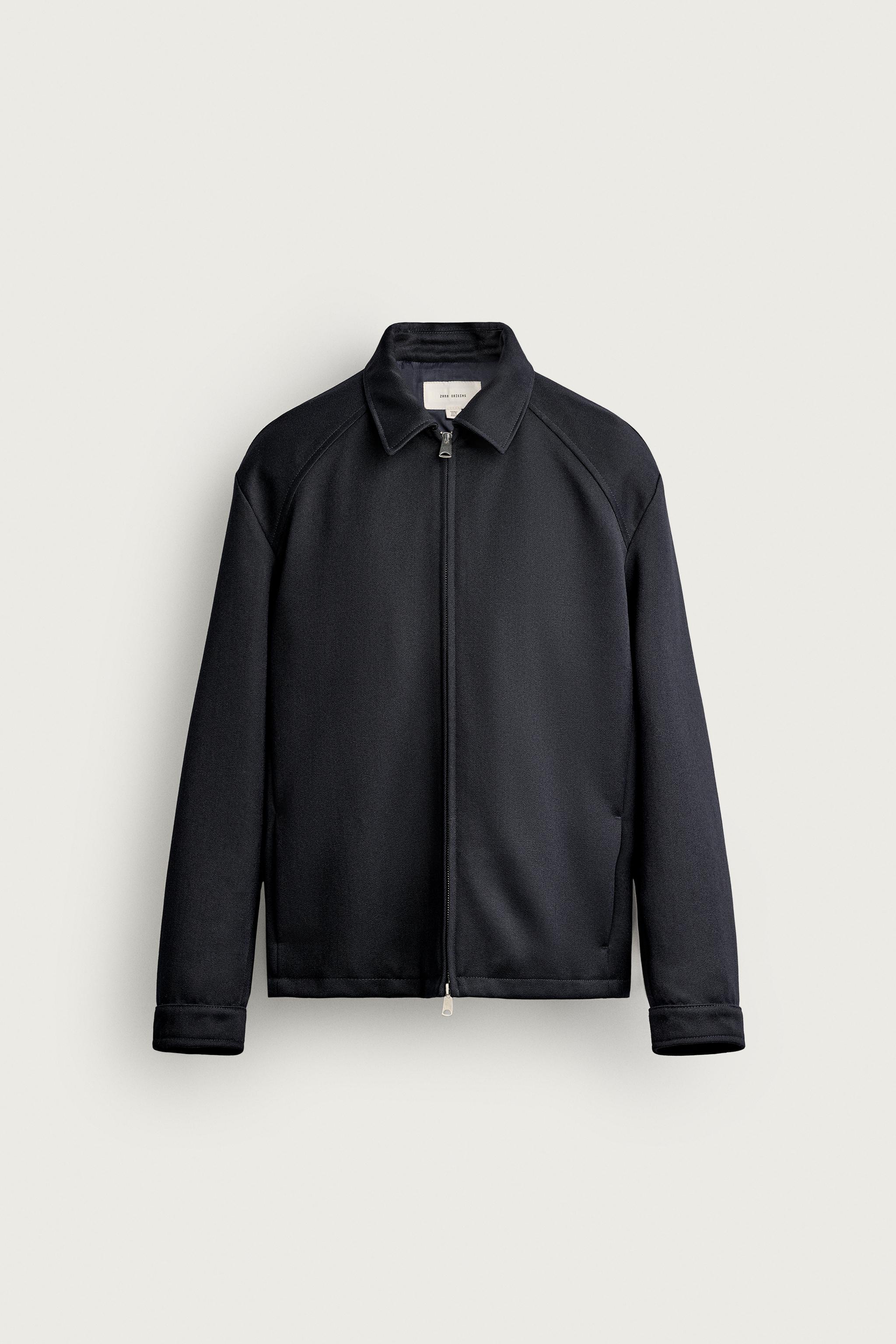 WOOL BLEND REGULAR FIT JACKET — Dark navy