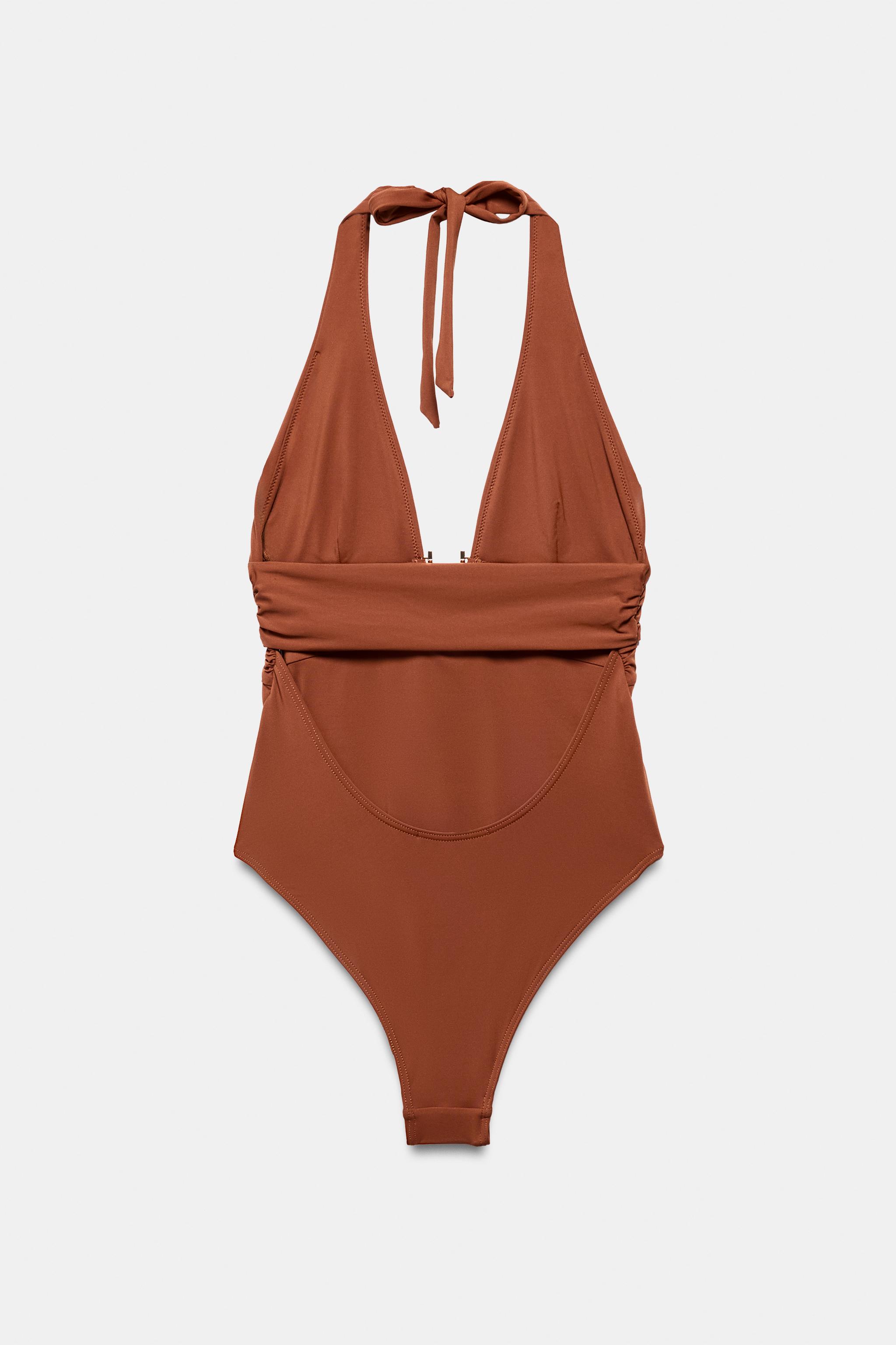 MAILLOT DE BAIN HALTER PIÈCE MÉTALLIQUE