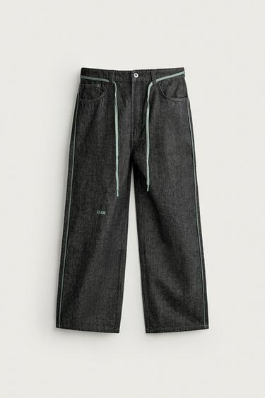 WIDE-LEG JEANS - Black by Zara