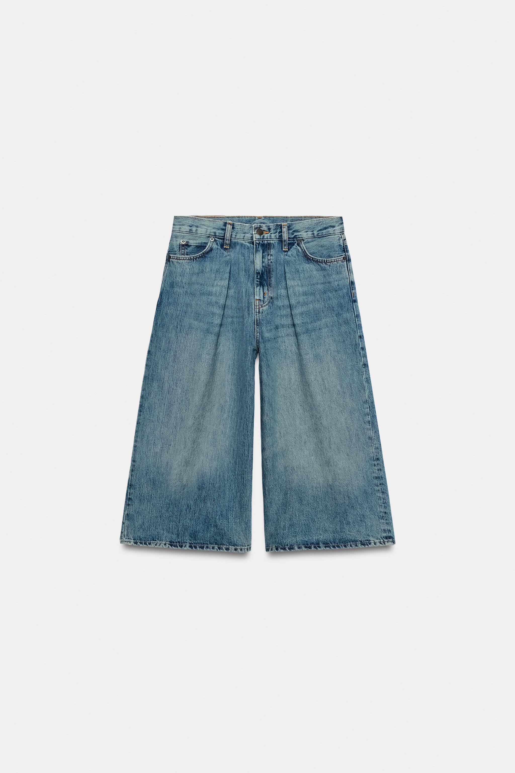 ZW COLLECTION ミッドライズ デニムバミューダパンツ - ブルー | ZARA