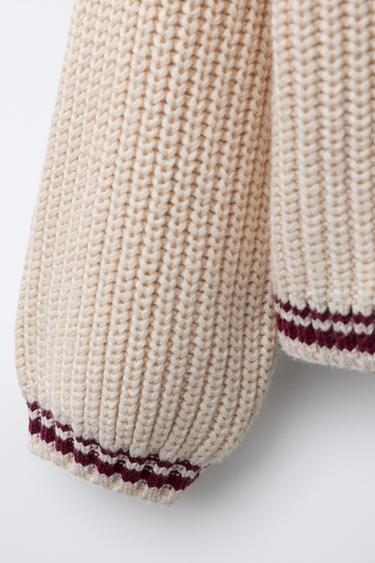 VARSITY KNIT CARDIGAN WITH BEAR EMBROIDERY - Mid-ecru by Zara - Image 3