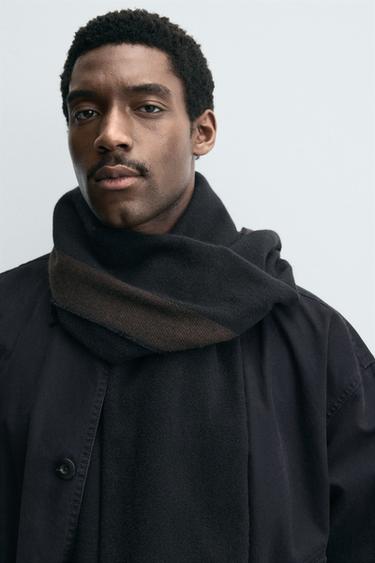 ÉCHARPE À FINI CONTRASTÉ - Noir de Zara - Image 1