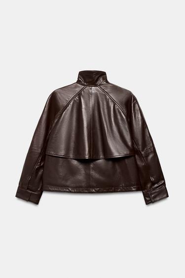 BLOUSON BOMBER 100 % CUIR ZW COLLECTION - Marron de Zara - Image 7