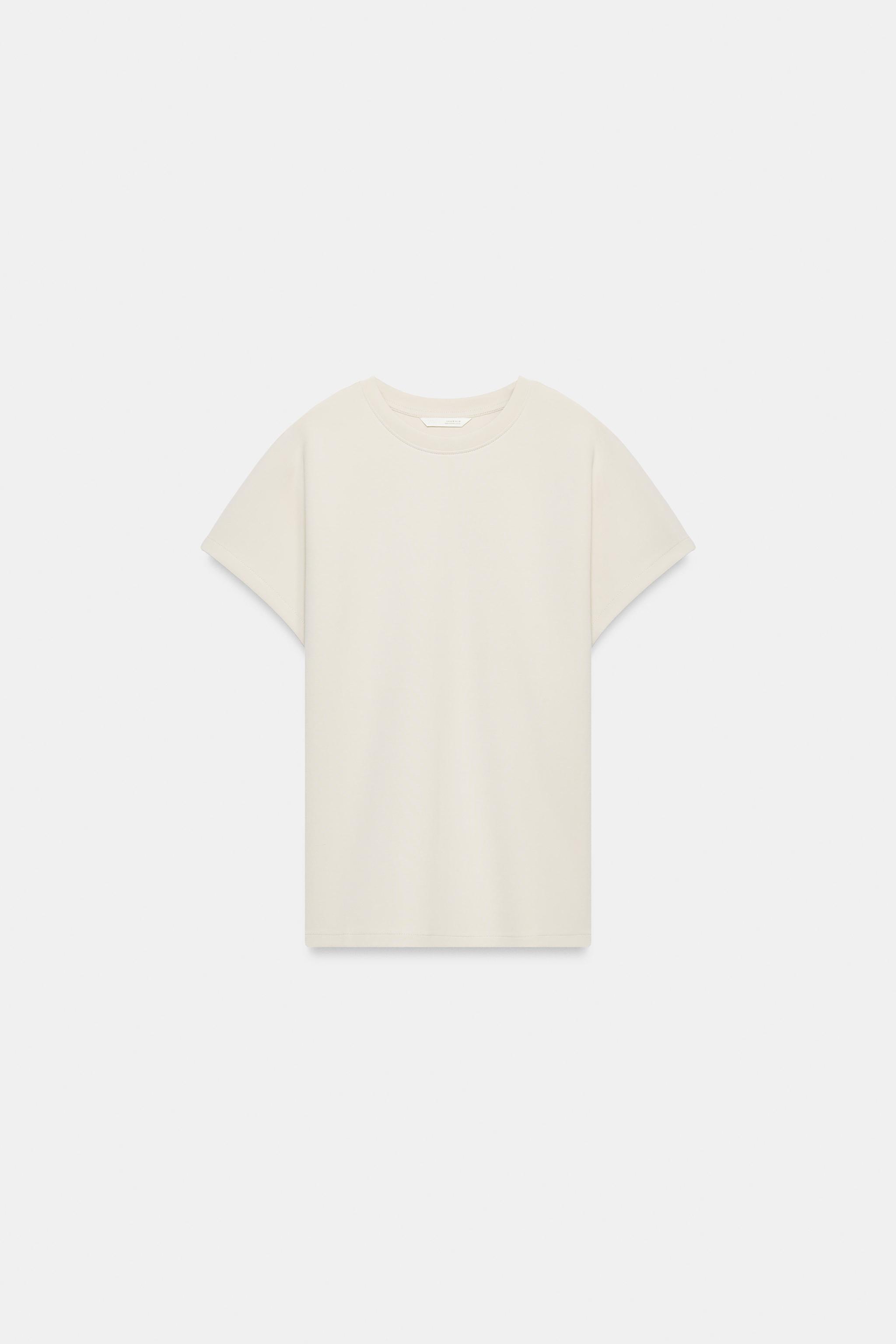 Zara INTERLOCK KISA KOLLU T-SHIRT görsel 5