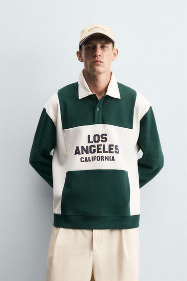 Zara COLOR BLOCK PRINTED POLO SHIRT - Green