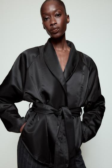CAZADORA CINTURÓN ZW COLLECTION - Negro de Zara