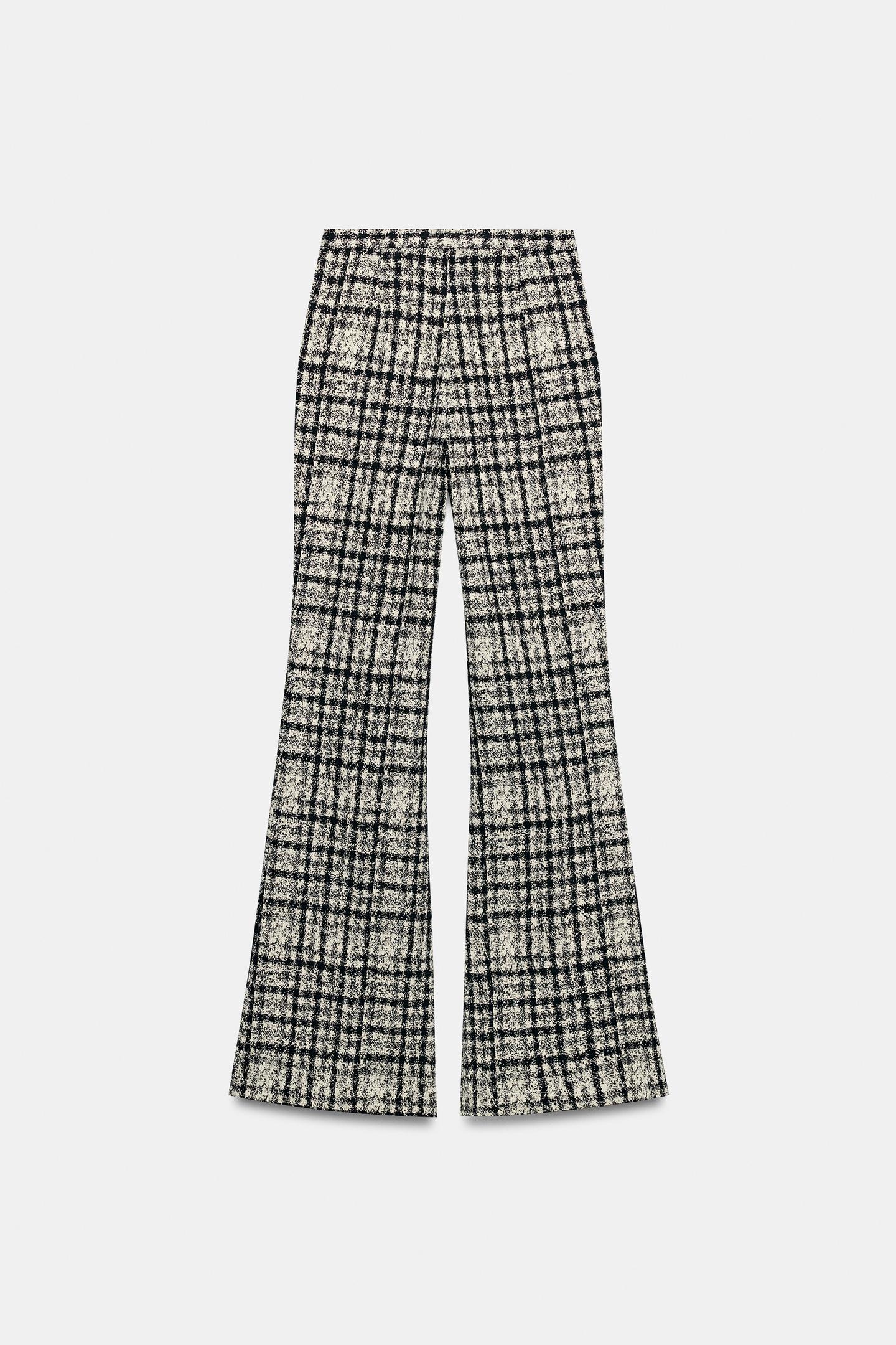 Женские брюки Zara Plaid Flare, цвет: Экрю / Чёрный — фото 8