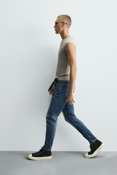 RIPPED SKINNY FIT JEANS - Mid-blue by Zara - Image 5