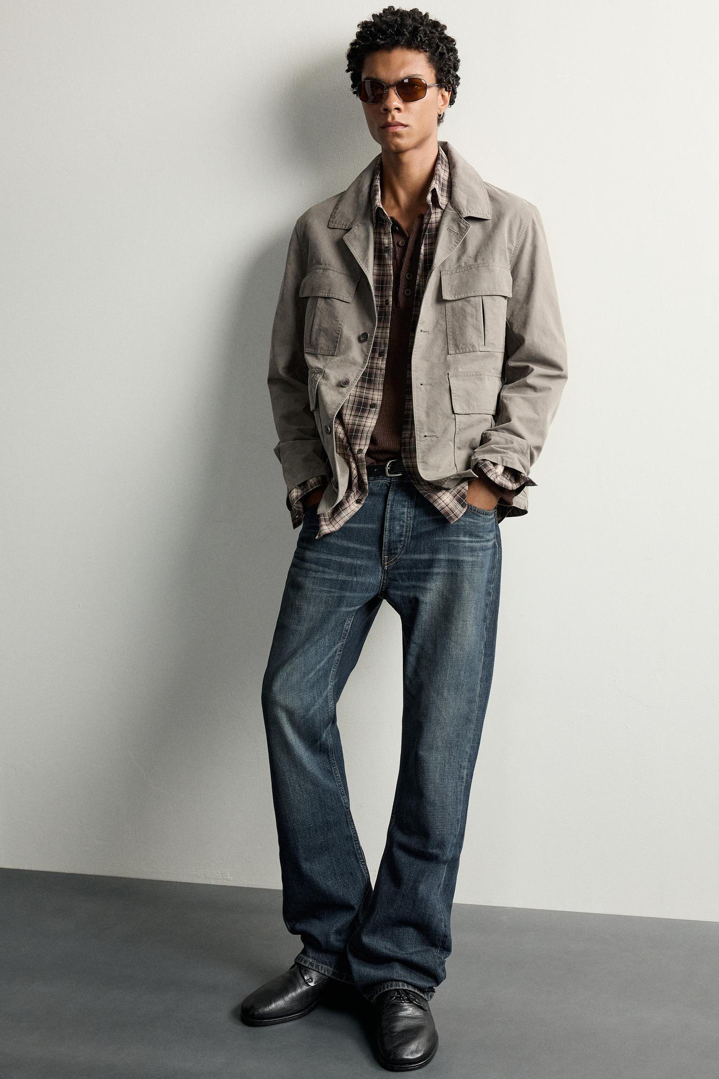 Мужская куртка Zara Relaxed Fit Utility Pocket, цвет: Норковый — фото 7